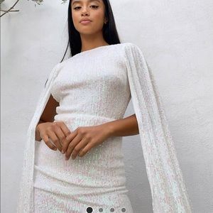 Jaded Rose Petite sequin cape mini dress white
